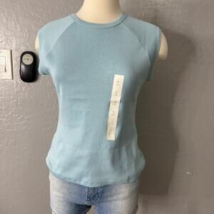 Banana Republic Ribbed High-Crew Top 771407, Bali Blue, S